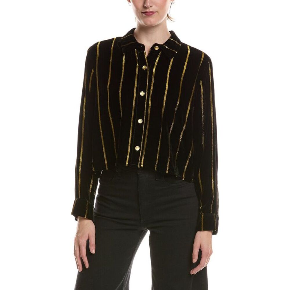 L’Agence Womens  Cosette Crop Hi Low Shirt